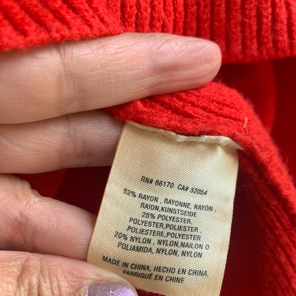 Moth red orange mock neck pullover sweater size XS long sleeve stretch Fall - Picture 8 of 12